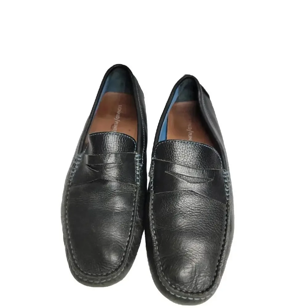 Donald J. Pliner Vinco 3 Penny Mens Loafer Driver Black Pebbled Leather US 9.5 M